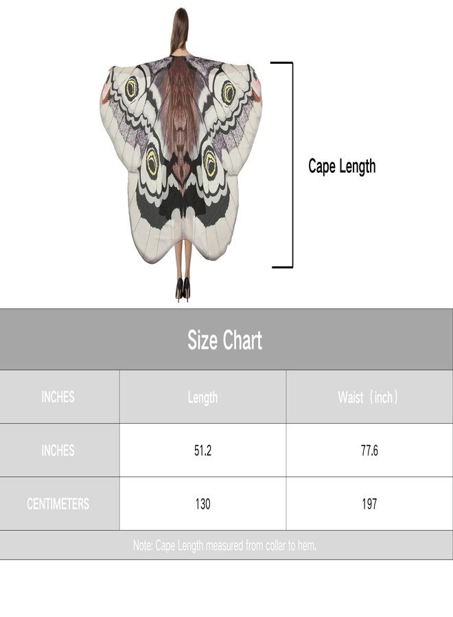GRAJTCIN Butterfly Wings Cape for Womens Halloween Fairy Pixie Moth Costume Antennas Headband Mask (Grey Emperor Moth) - Image 4